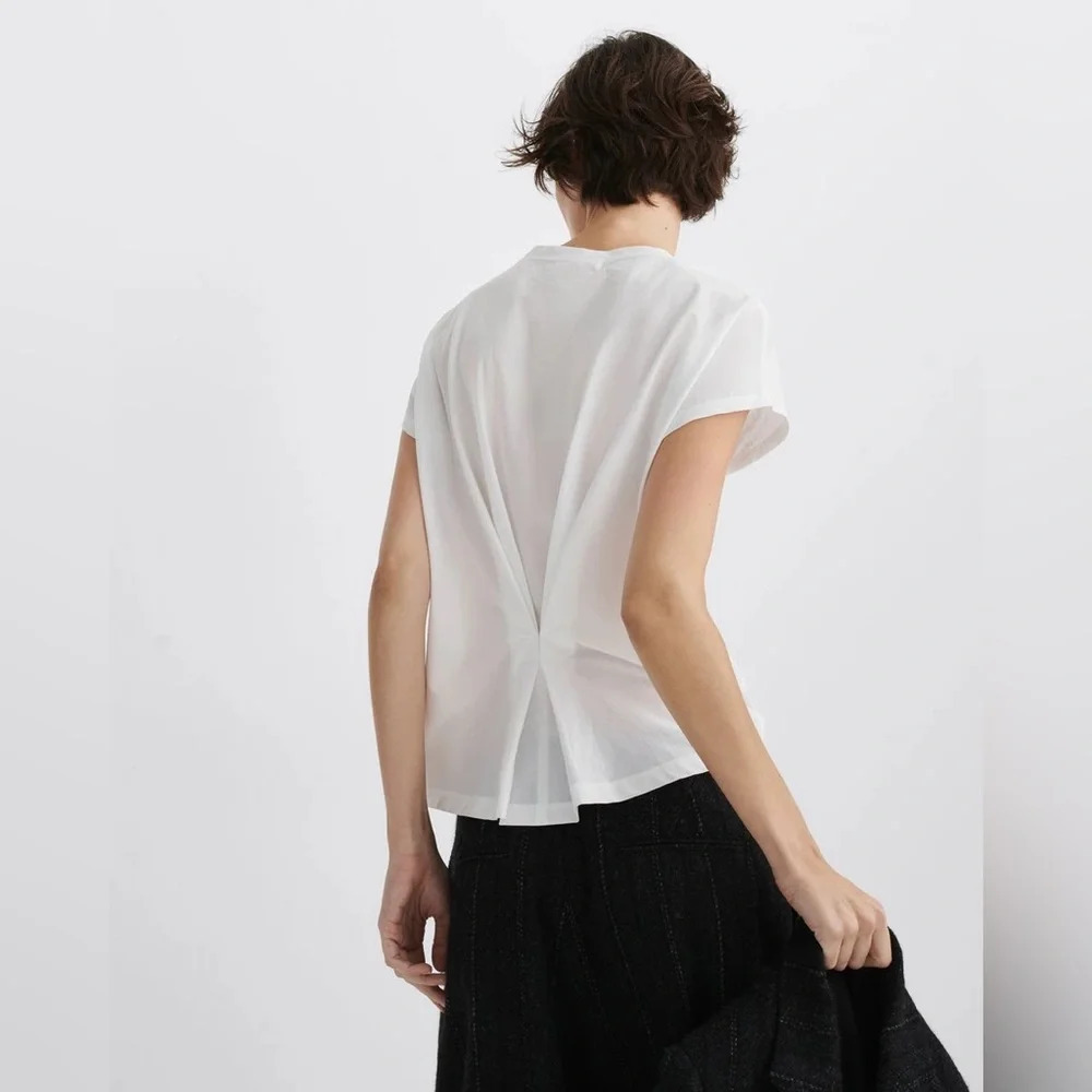 NWT Rag & Bone The Slub Pleat Short Sleeve Tee White Size XS